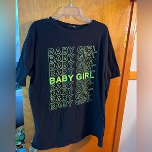 Fashion Nova black and green Baby Girl shirt.
